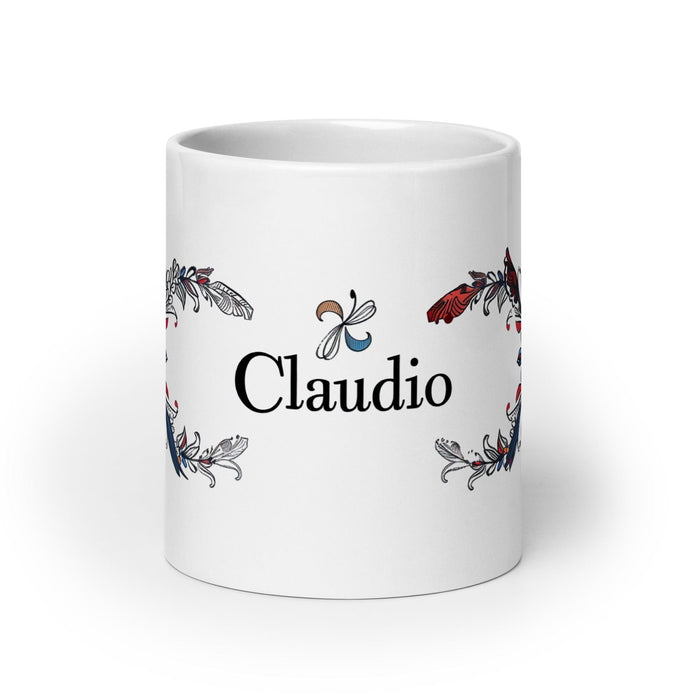 Claudio Exclusive Name Art Piece Home Office Work Coffee Mug Mexican Spanish Pride Gift Cup One-Of-A-Kind Calligraphy White Glossy Mug | C4 Mexicada