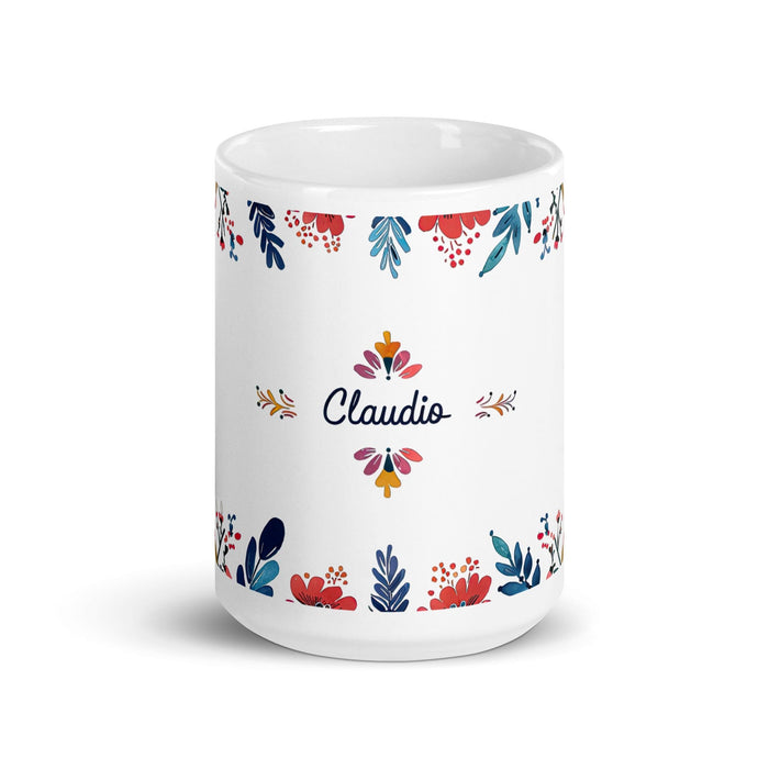 Claudio Exclusive Name Art Piece Home Office Work Coffee Mug Mexican Spanish Pride Gift Cup One-Of-A-Kind Calligraphy White Glossy Mug | C5 Mexicada