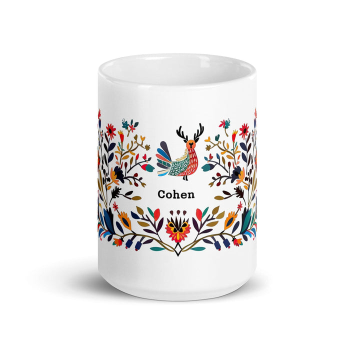 Cohen Exclusive Name Art Piece Home Office Work Coffee Mug Mexican Spanish Pride Gift Cup One-Of-A-Kind Calligraphy White Glossy Mug | C6 Mexicada