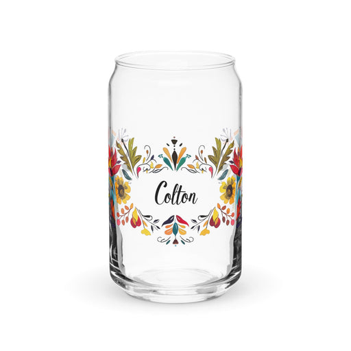 Colton Exclusive Name Art Piece Can-Shaped Glass Home Office Work Mexican Spanish Pride Gift Cup One-Of-A-Kind Calligraphy Glass | C1 Mexicada 16 oz