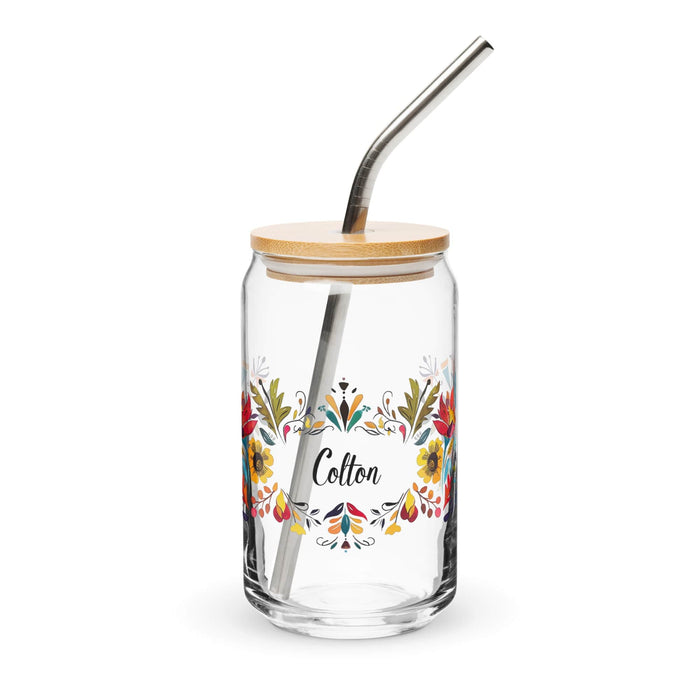 Colton Exclusive Name Art Piece Can-Shaped Glass Home Office Work Mexican Spanish Pride Gift Cup One-Of-A-Kind Calligraphy Glass | C1 Mexicada 16 oz With Lid & Straw