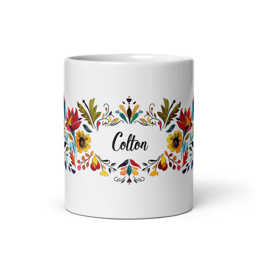 Colton Exclusive Name Art Piece Home Office Work Coffee Mug Mexican Spanish Pride Gift Cup One-Of-A-Kind Calligraphy White Glossy Mug | C1 Mexicada