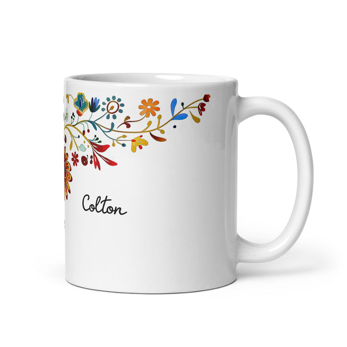 Colton Exclusive Name Art Piece Home Office Work Coffee Mug Mexican Spanish Pride Gift Cup One-Of-A-Kind Calligraphy White Glossy Mug | C2 Mexicada 11 oz