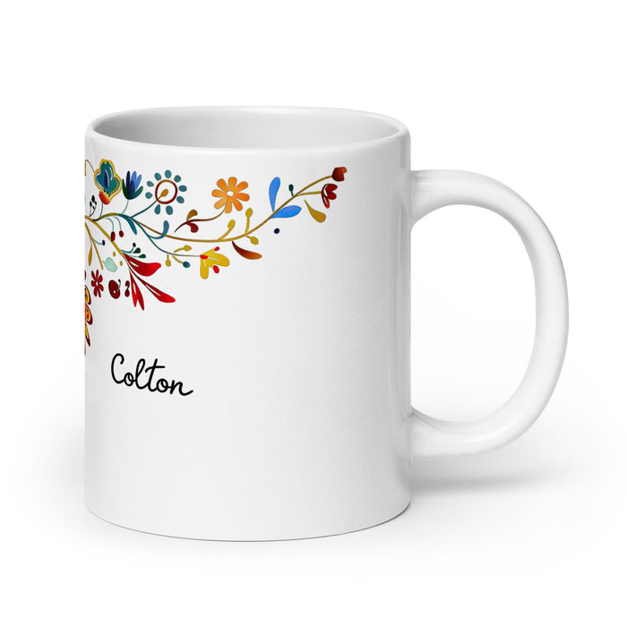 Colton Exclusive Name Art Piece Home Office Work Coffee Mug Mexican Spanish Pride Gift Cup One-Of-A-Kind Calligraphy White Glossy Mug | C2 Mexicada 20 oz