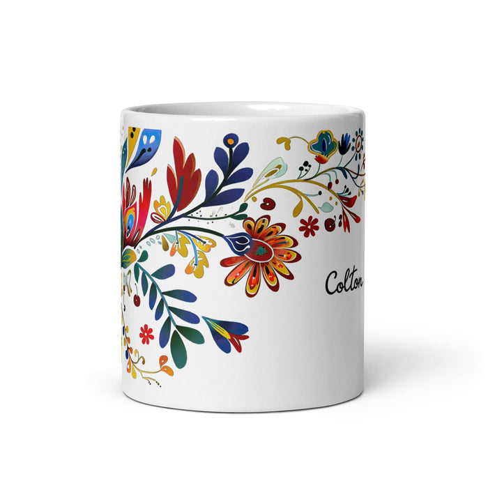 Colton Exclusive Name Art Piece Home Office Work Coffee Mug Mexican Spanish Pride Gift Cup One-Of-A-Kind Calligraphy White Glossy Mug | C2 Mexicada