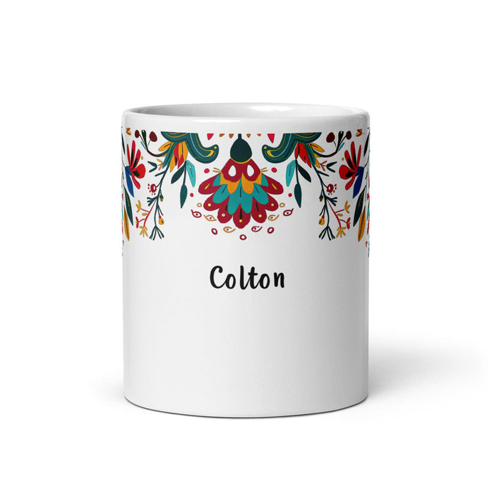 Colton Exclusive Name Art Piece Home Office Work Coffee Mug Mexican Spanish Pride Gift Cup One-Of-A-Kind Calligraphy White Glossy Mug | C3 Mexicada