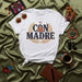 Con Madre T-Shirt, Mexican Mom Culture Shirt, Unisex Graphic Tee, Latina Apparel, Chingona Gift, Spanish Phrase Clothing, Floral Wreath Design Mexicada