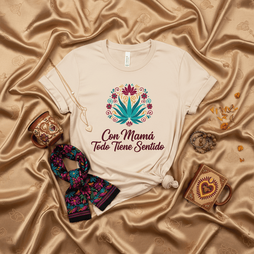 Con Mamá Todo Tiene Sentido T-shirt, Regalo para Mamá, Mexican T-shirt, Agave Floral Design, Mother's Day Gift, Playera Mexicana, Camiseta Unisex, Latino Heritage Shirt Mexicada