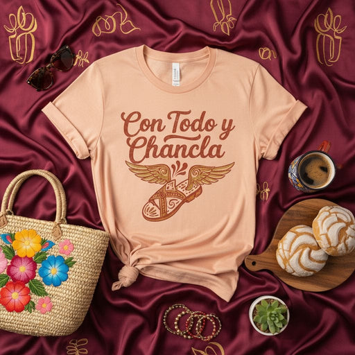 Con Todo y Chancla Shirt, Latina Mom T-Shirt, Funny Hispanic Graphic Tee, La Chancla with Wings, Mexican Mom Gift, Unisex T-Shirt, Spanglish Saying T-Shirt, Funny Latino Tee, Unique Cultural T-Shirt Mexicada