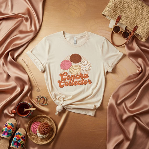 Concha Collector Shirt, Vintage Retro Mexican Sweet Bread Pan Dulce Tee, Unisex Graphic T-Shirt, Pastel Colors, Hispanic Foodie Gift, Soft Style Casual Top Mexicada