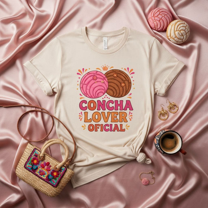 Concha Lover Oficial T-Shirt | Mexican Sweet Bread Conchas Tee | Pan Dulce Bakery Lover Gift | Cute Unisex Latino Foodie Graphic Shirt Mexicada