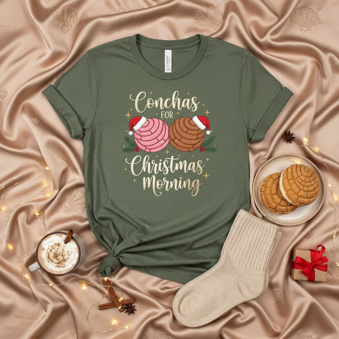 Conchas for Christmas Morning Shirt, Cute Navidad Concha Pan Dulce Tee, Holiday Mexican Sweet Bread T-Shirt, Christmas Eve PJs, Family Gift for Concha Lovers Mexicada