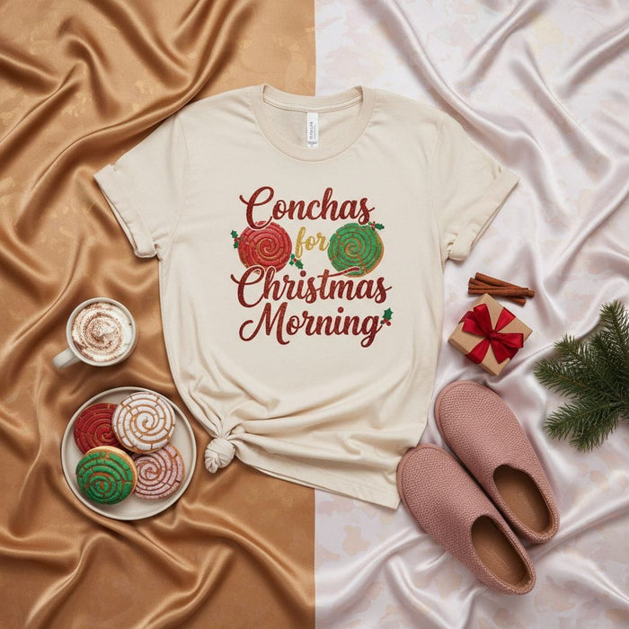 Conchas for Christmas Morning Shirt, Festive Pan Dulce T-Shirt, Mexican Sweet Bread Holiday Tee, Christmas Conchas Gift, Unisex Holiday Apparel Mexicada
