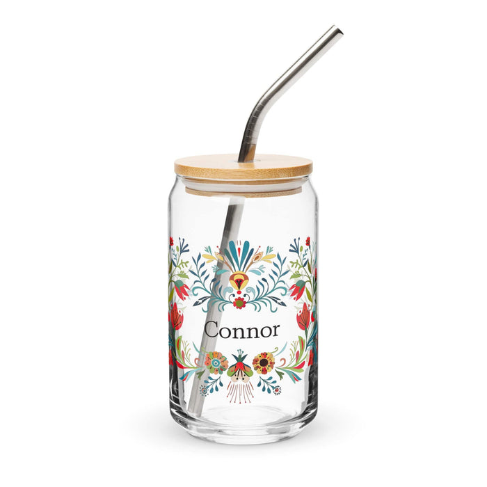 Connor Exclusive Name Art Piece Can-Shaped Glass Home Office Work Mexican Spanish Pride Gift Cup One-Of-A-Kind Calligraphy Glass | C12 Mexicada 16 oz With Lid & Straw