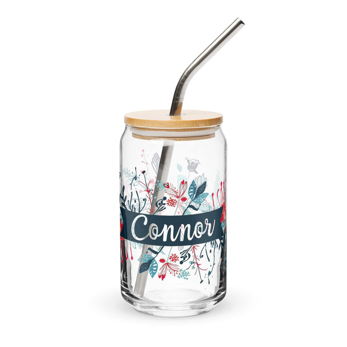 Connor Exclusive Name Art Piece Can-Shaped Glass Home Office Work Mexican Spanish Pride Gift Cup One-Of-A-Kind Calligraphy Glass | C14 Mexicada 16 oz With Lid & Straw