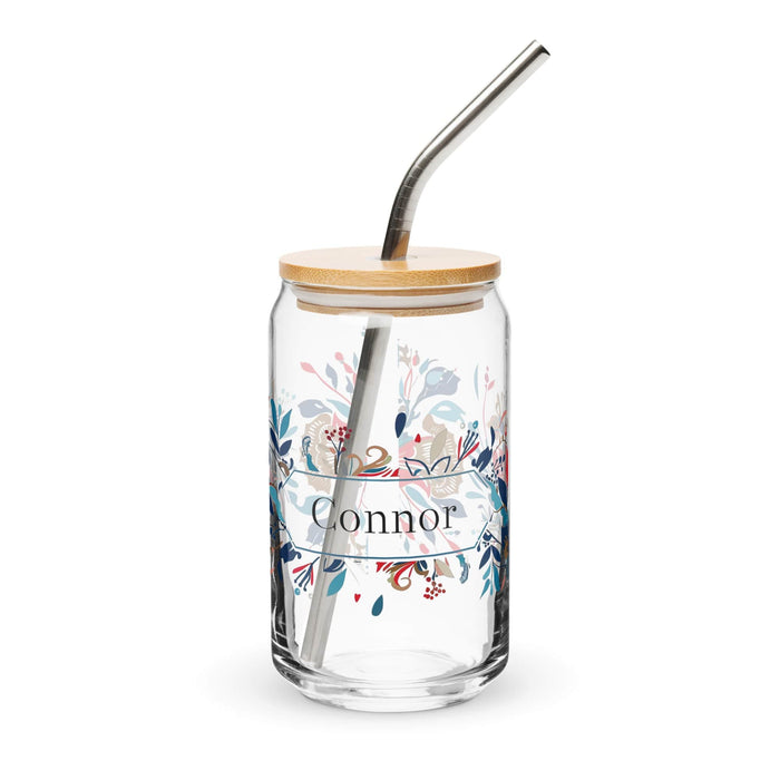 Connor Exclusive Name Art Piece Can-Shaped Glass Home Office Work Mexican Spanish Pride Gift Cup One-Of-A-Kind Calligraphy Glass | C15 Mexicada 16 oz With Lid & Straw