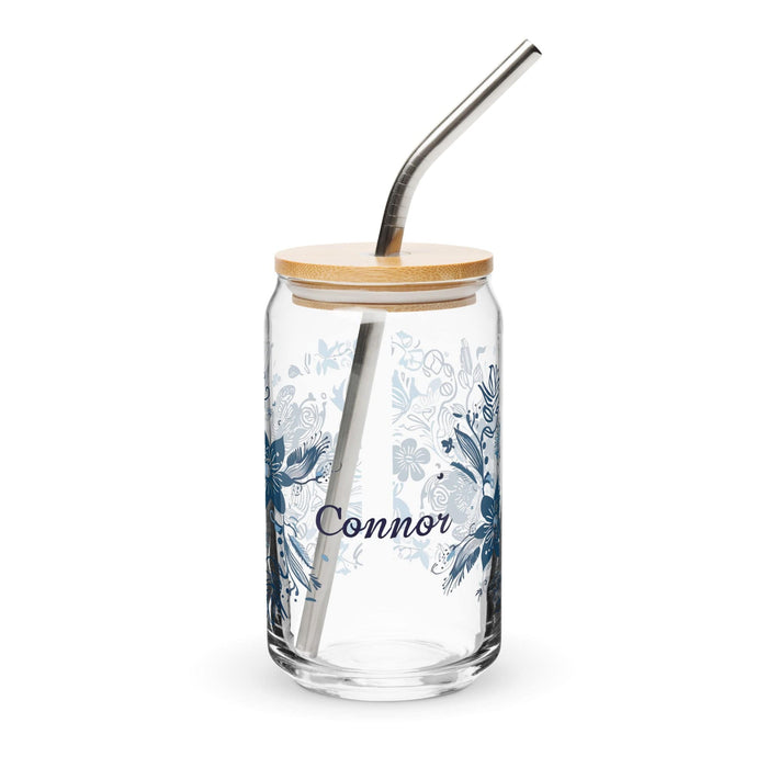 Connor Exclusive Name Art Piece Can-Shaped Glass Home Office Work Mexican Spanish Pride Gift Cup One-Of-A-Kind Calligraphy Glass | C17 Mexicada 16 oz With Lid & Straw