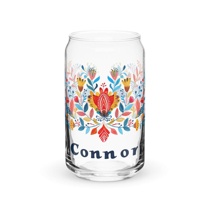 Connor Exclusive Name Art Piece Can-Shaped Glass Home Office Work Mexican Spanish Pride Gift Cup One-Of-A-Kind Calligraphy Glass | C4 Mexicada 16 oz (No Lid No Straw)