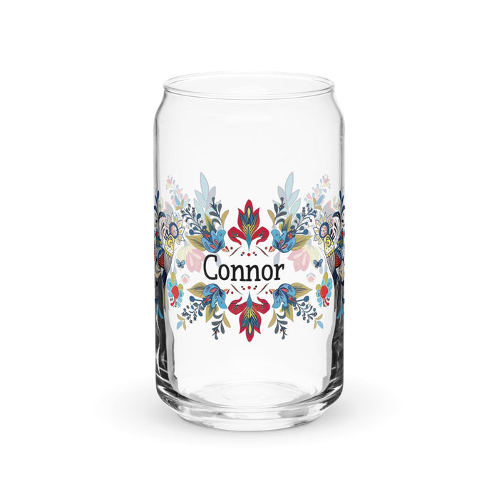 Connor Exclusive Name Art Piece Can-Shaped Glass Home Office Work Mexican Spanish Pride Gift Cup One-Of-A-Kind Calligraphy Glass | C5 Mexicada 16 oz