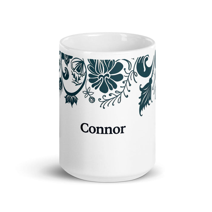 Connor Exclusive Name Art Piece Home Office Work Coffee Mug Mexican Spanish Pride Gift Cup One-Of-A-Kind Calligraphy White Glossy Mug | C1 Mexicada