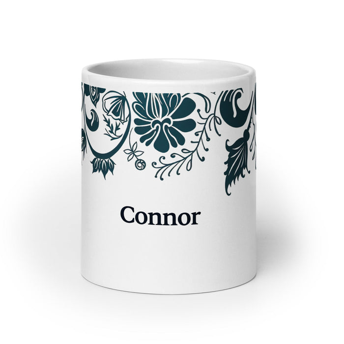 Connor Exclusive Name Art Piece Home Office Work Coffee Mug Mexican Spanish Pride Gift Cup One-Of-A-Kind Calligraphy White Glossy Mug | C1 Mexicada