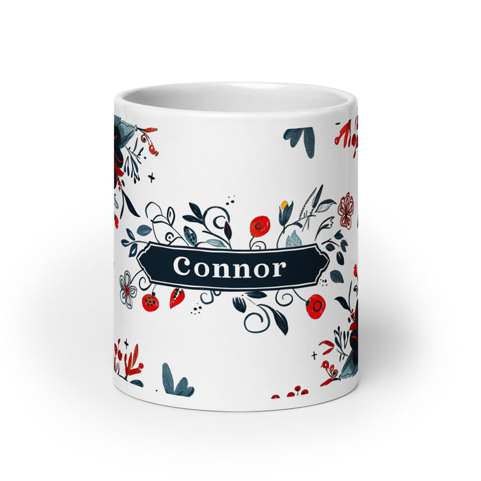 Connor Exclusive Name Art Piece Home Office Work Coffee Mug Mexican Spanish Pride Gift Cup One-Of-A-Kind Calligraphy White Glossy Mug | C10 Mexicada