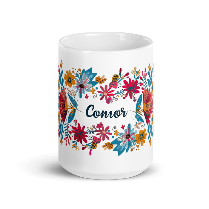 Connor Exclusive Name Art Piece Home Office Work Coffee Mug Mexican Spanish Pride Gift Cup One-Of-A-Kind Calligraphy White Glossy Mug | C11 Mexicada