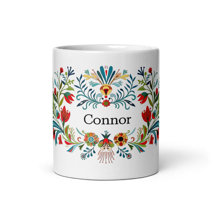 Connor Exclusive Name Art Piece Home Office Work Coffee Mug Mexican Spanish Pride Gift Cup One-Of-A-Kind Calligraphy White Glossy Mug | C12 Mexicada