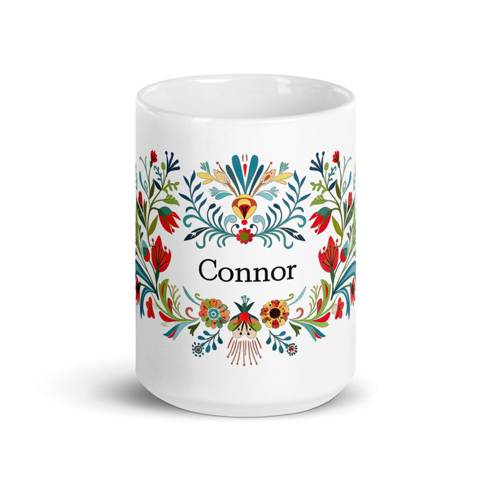 Connor Exclusive Name Art Piece Home Office Work Coffee Mug Mexican Spanish Pride Gift Cup One-Of-A-Kind Calligraphy White Glossy Mug | C12 Mexicada