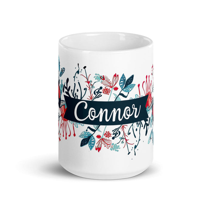 Connor Exclusive Name Art Piece Home Office Work Coffee Mug Mexican Spanish Pride Gift Cup One-Of-A-Kind Calligraphy White Glossy Mug | C14 Mexicada