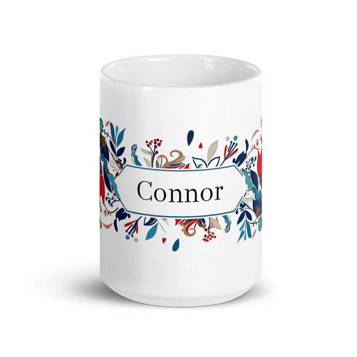 Connor Exclusive Name Art Piece Home Office Work Coffee Mug Mexican Spanish Pride Gift Cup One-Of-A-Kind Calligraphy White Glossy Mug | C15 Mexicada