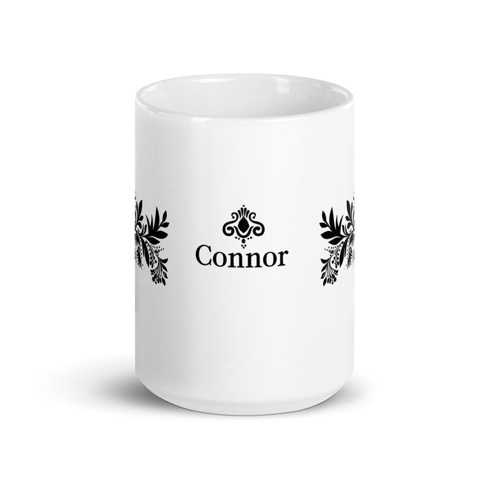 Connor Exclusive Name Art Piece Home Office Work Coffee Mug Mexican Spanish Pride Gift Cup One-Of-A-Kind Calligraphy White Glossy Mug | C16 Mexicada