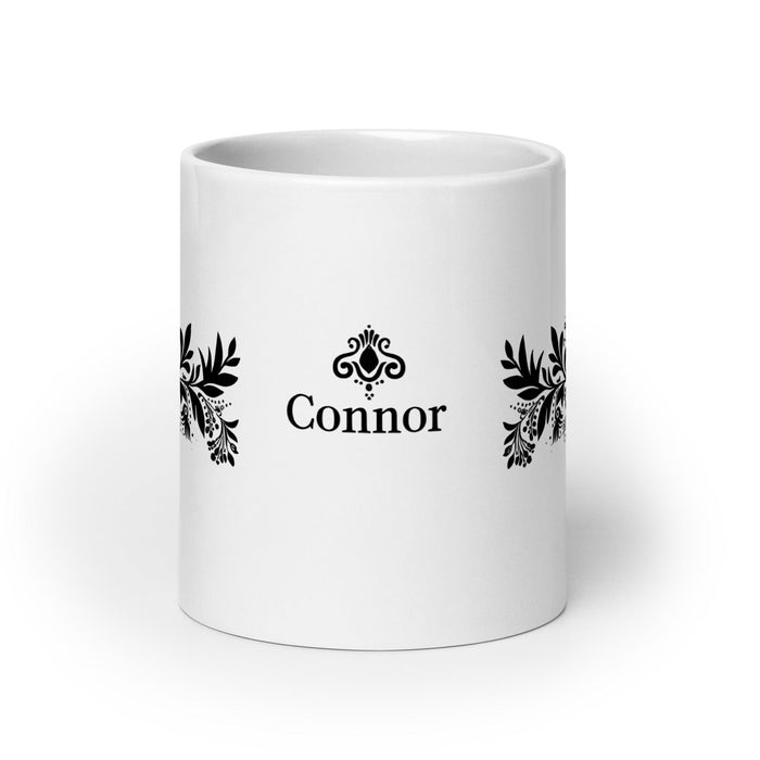 Connor Exclusive Name Art Piece Home Office Work Coffee Mug Mexican Spanish Pride Gift Cup One-Of-A-Kind Calligraphy White Glossy Mug | C16 Mexicada