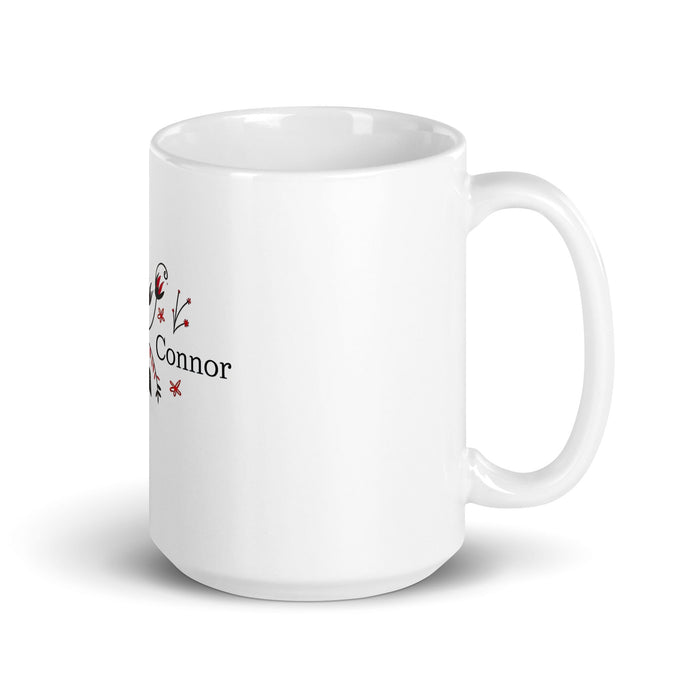 Connor Exclusive Name Art Piece Home Office Work Coffee Mug Mexican Spanish Pride Gift Cup One-Of-A-Kind Calligraphy White Glossy Mug | C2 Mexicada 15 oz