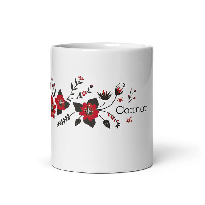 Connor Exclusive Name Art Piece Home Office Work Coffee Mug Mexican Spanish Pride Gift Cup One-Of-A-Kind Calligraphy White Glossy Mug | C2 Mexicada