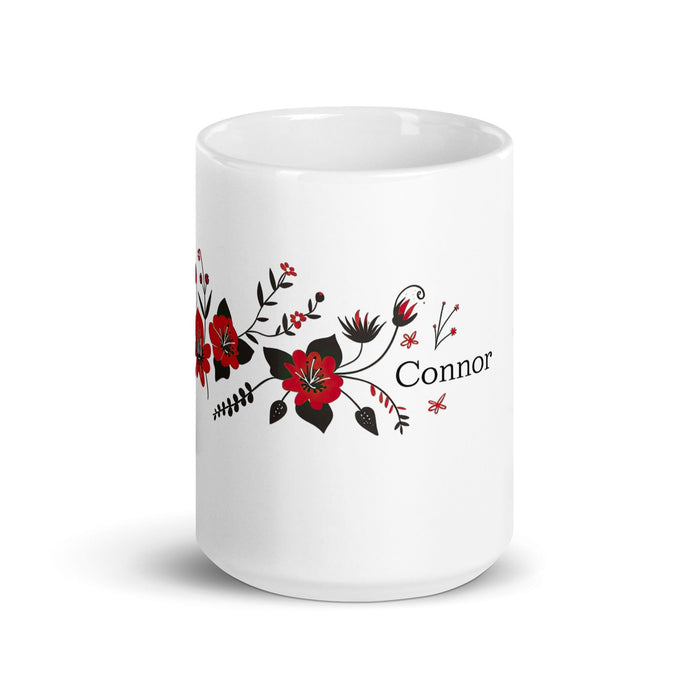 Connor Exclusive Name Art Piece Home Office Work Coffee Mug Mexican Spanish Pride Gift Cup One-Of-A-Kind Calligraphy White Glossy Mug | C2 Mexicada