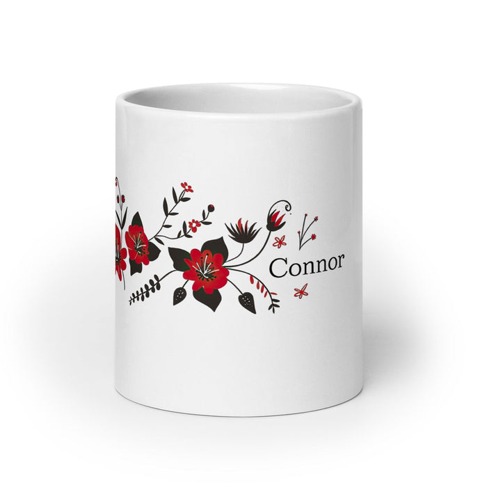 Connor Exclusive Name Art Piece Home Office Work Coffee Mug Mexican Spanish Pride Gift Cup One-Of-A-Kind Calligraphy White Glossy Mug | C2 Mexicada