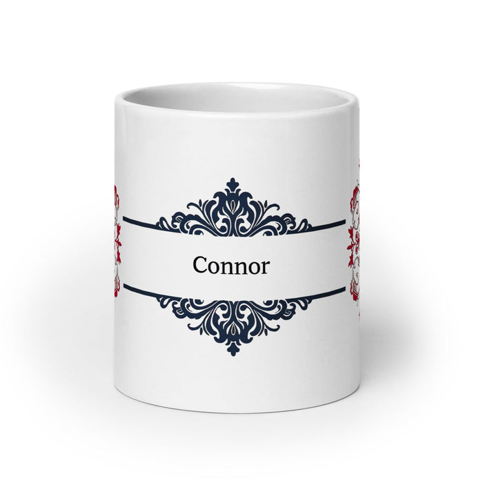 Connor Exclusive Name Art Piece Home Office Work Coffee Mug Mexican Spanish Pride Gift Cup One-Of-A-Kind Calligraphy White Glossy Mug | C3 Mexicada