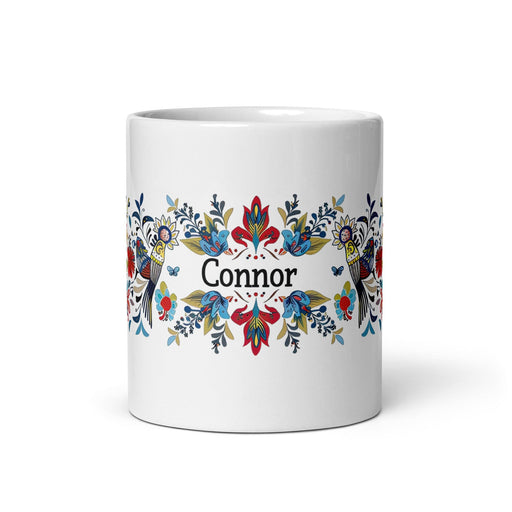 Connor Exclusive Name Art Piece Home Office Work Coffee Mug Mexican Spanish Pride Gift Cup One-Of-A-Kind Calligraphy White Glossy Mug | C5 Mexicada