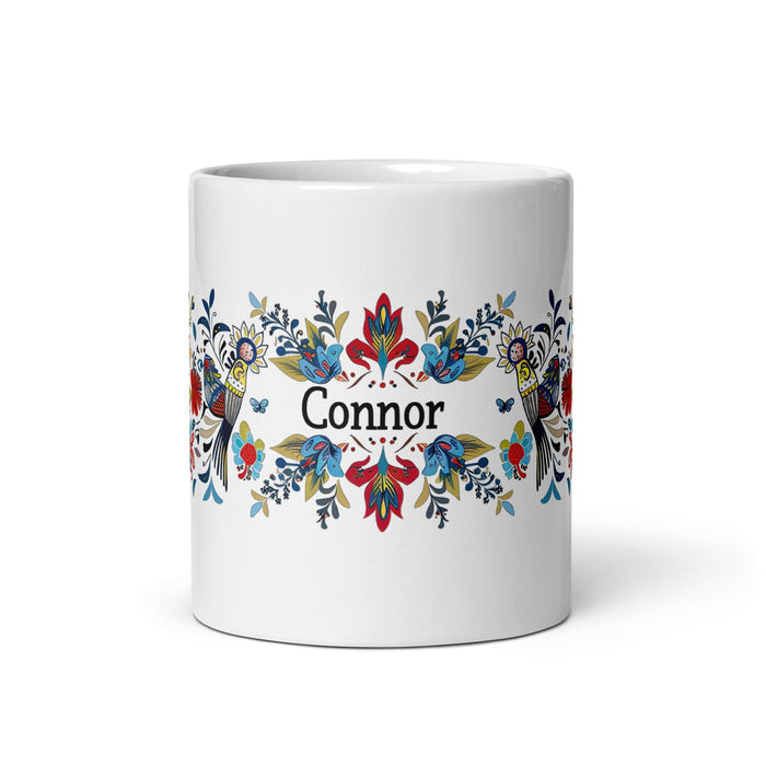 Connor Exclusive Name Art Piece Home Office Work Coffee Mug Mexican Spanish Pride Gift Cup One-Of-A-Kind Calligraphy White Glossy Mug | C5 Mexicada