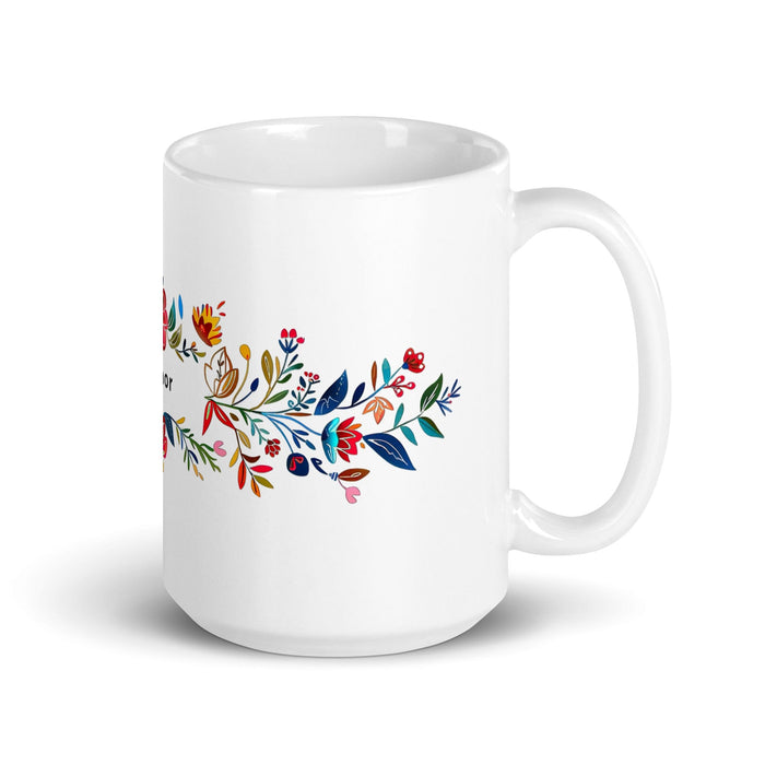 Connor Exclusive Name Art Piece Home Office Work Coffee Mug Mexican Spanish Pride Gift Cup One-Of-A-Kind Calligraphy White Glossy Mug | C6 Mexicada 15 oz