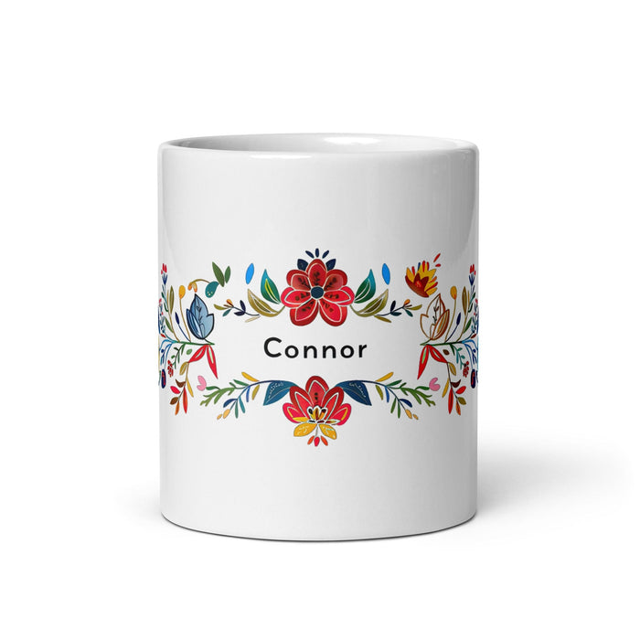 Connor Exclusive Name Art Piece Home Office Work Coffee Mug Mexican Spanish Pride Gift Cup One-Of-A-Kind Calligraphy White Glossy Mug | C6 Mexicada