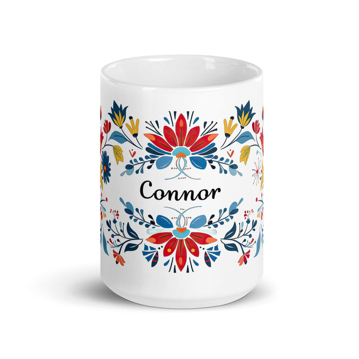 Connor Exclusive Name Art Piece Home Office Work Coffee Mug Mexican Spanish Pride Gift Cup One-Of-A-Kind Calligraphy White Glossy Mug | C9 Mexicada