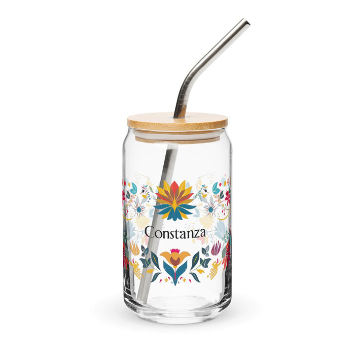 Constanza Exclusive Name Art Piece Can-Shaped Glass Home Office Work Mexican Spanish Pride Gift Cup One-Of-A-Kind Calligraphy Glass | C1 Mexicada 16 oz With Lid & Straw