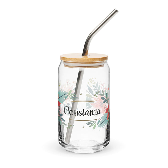 Constanza Exclusive Name Art Piece Can-Shaped Glass Home Office Work Mexican Spanish Pride Gift Cup One-Of-A-Kind Calligraphy Glass | C11 Mexicada 16 oz With Lid & Straw