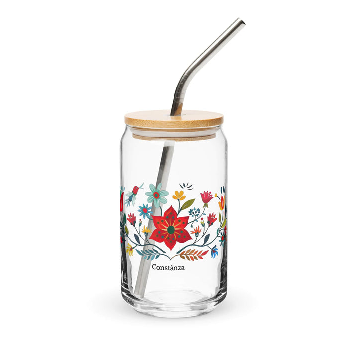 Constanza Exclusive Name Art Piece Can-Shaped Glass Home Office Work Mexican Spanish Pride Gift Cup One-Of-A-Kind Calligraphy Glass | C12 Mexicada 16 oz With Lid & Straw