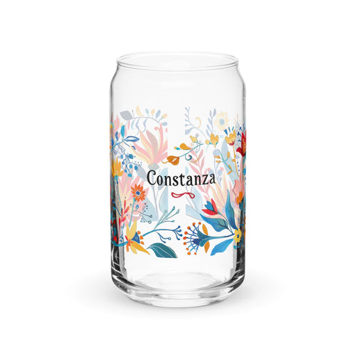 Constanza Exclusive Name Art Piece Can-Shaped Glass Home Office Work Mexican Spanish Pride Gift Cup One-Of-A-Kind Calligraphy Glass | C13 Mexicada 16 oz