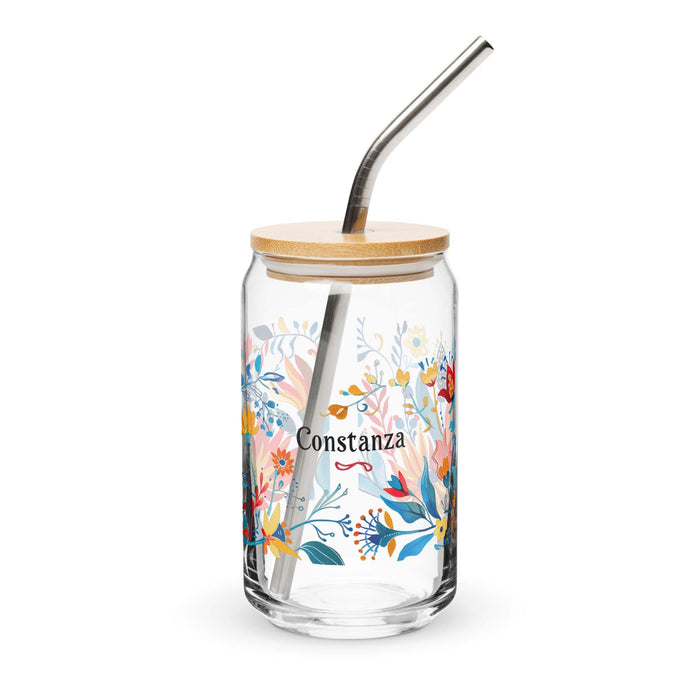 Constanza Exclusive Name Art Piece Can-Shaped Glass Home Office Work Mexican Spanish Pride Gift Cup One-Of-A-Kind Calligraphy Glass | C13 Mexicada 16 oz With Lid & Straw