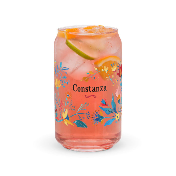 Constanza Exclusive Name Art Piece Can-Shaped Glass Home Office Work Mexican Spanish Pride Gift Cup One-Of-A-Kind Calligraphy Glass | C13 Mexicada