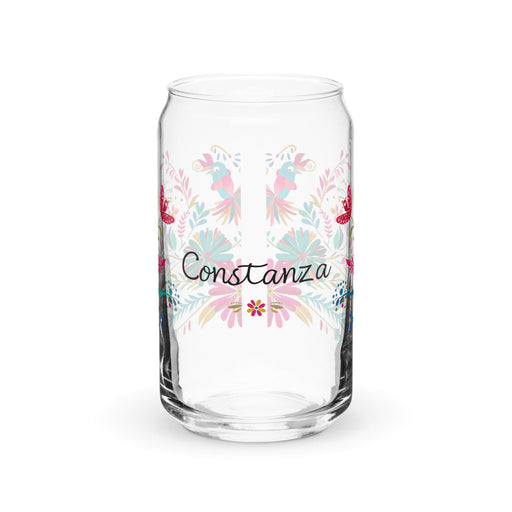 Constanza Exclusive Name Art Piece Can-Shaped Glass Home Office Work Mexican Spanish Pride Gift Cup One-Of-A-Kind Calligraphy Glass | C14 Mexicada 16 oz